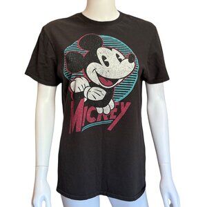 Disney Mickey Mouse Graphic Black T-Shirt 100% Cotton Unisex Size Medium